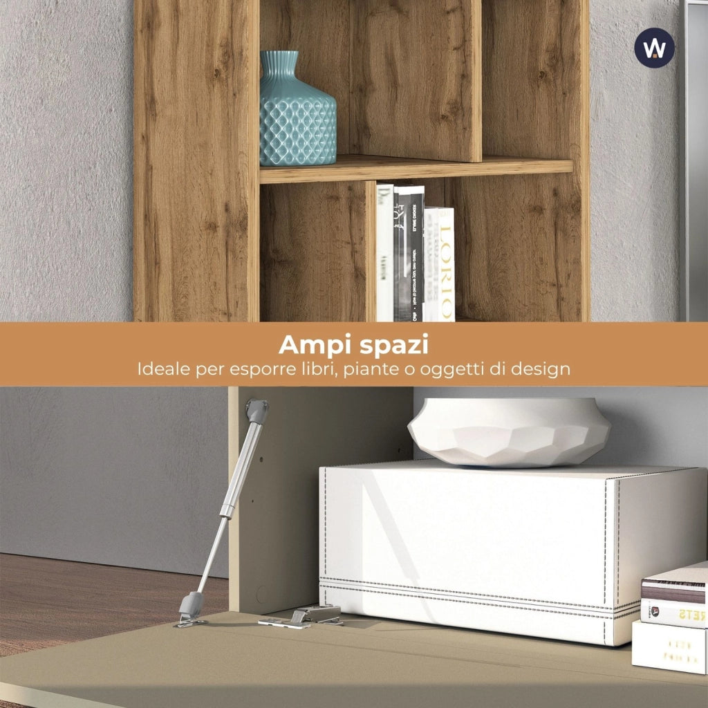 WHOUS Parete attrezzata Chronos set soggiorno tortora opaco e rovere 180/290x40 cm
