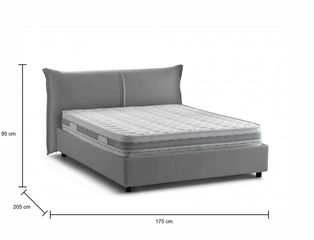 Letto matrimoniale Akio, Made in Italy, Apertura frontale, con materasso 160x190 cm incluso, Grigio