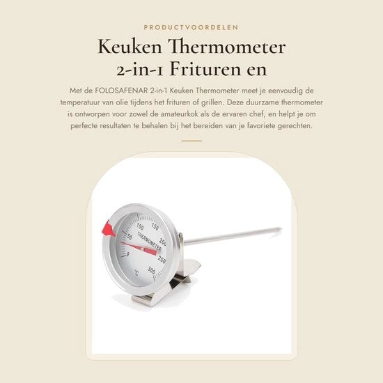 Termometro per cucina meccanico - Termometro digitale per cucina - Termometro in acciaio inossidabile - Termometro per liquidi - Intervallo di temperatura 50℃ a 300℃ - Display grande - Termometro per liquidi per cucina