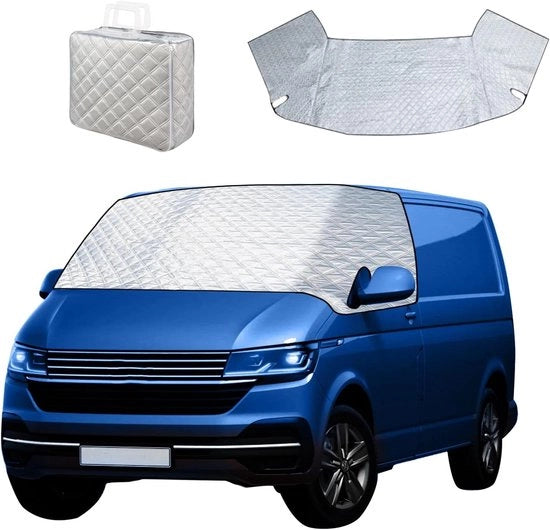 Vorpletta per parabrezza per VW T4 1995-2004 - Ombreggiatura auto - Protezione anti UV - Protezione dal gelo - Copertura portiere - Matrice termica - Parasole - Kit pulizia auto
