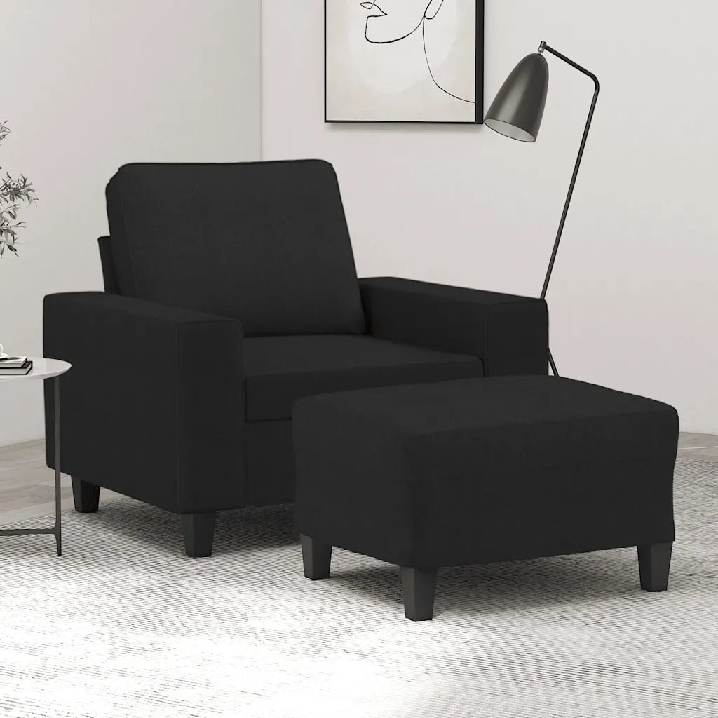 Poltrona | Sedia Relax con Poggiapiedi Nero 60 cm in Tessuto