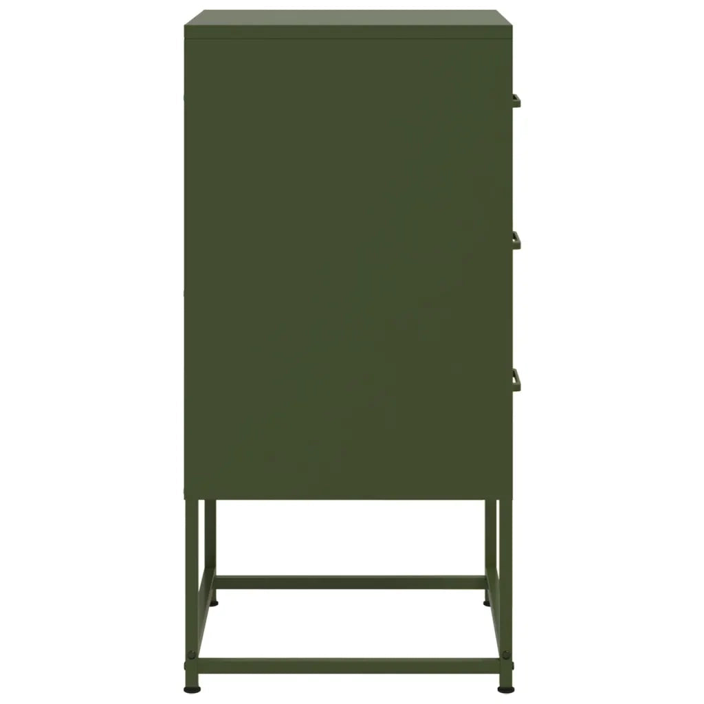 Set di 2 Comodini | Armadio da Notte | Mobiletto da notte Verde Oliva 36x39x78 cm in Acciaio