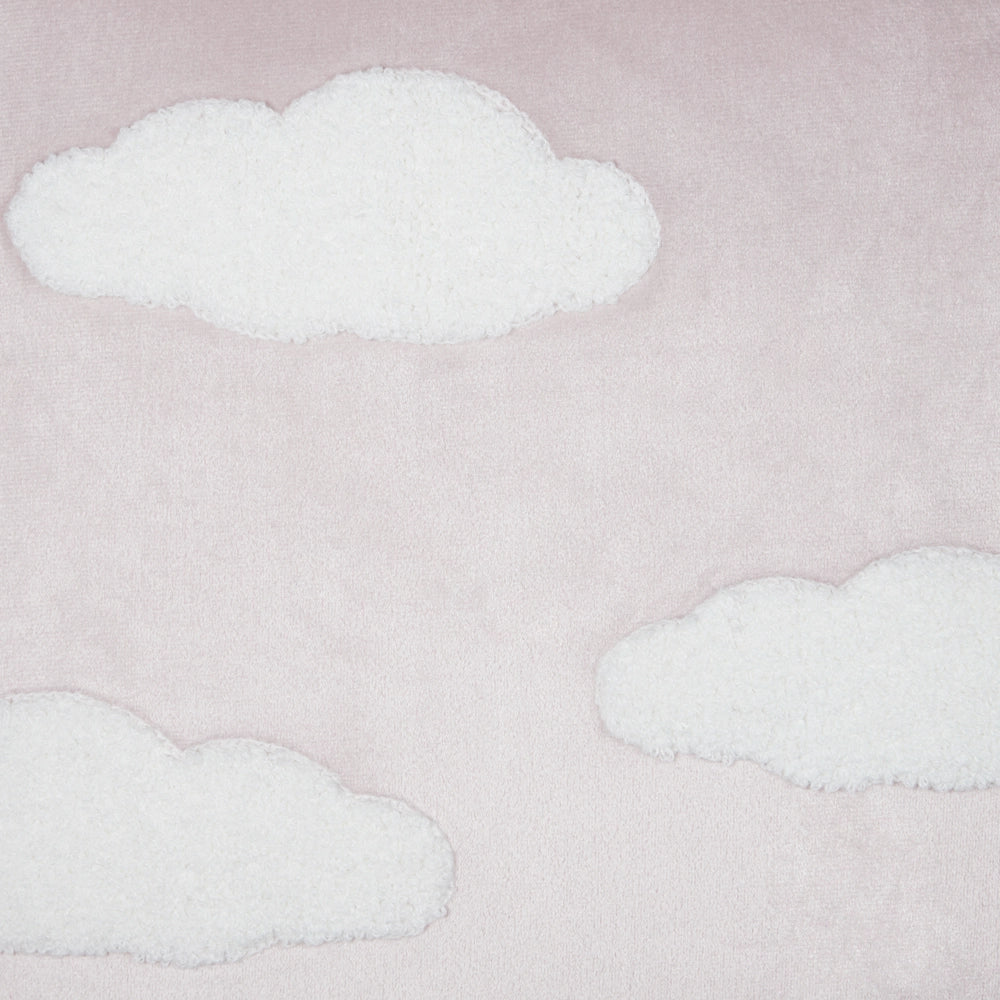 Set di 2 cuscini in velluto rosa con motivo a nuvolette 45 x 45 cm morbida imbottitura