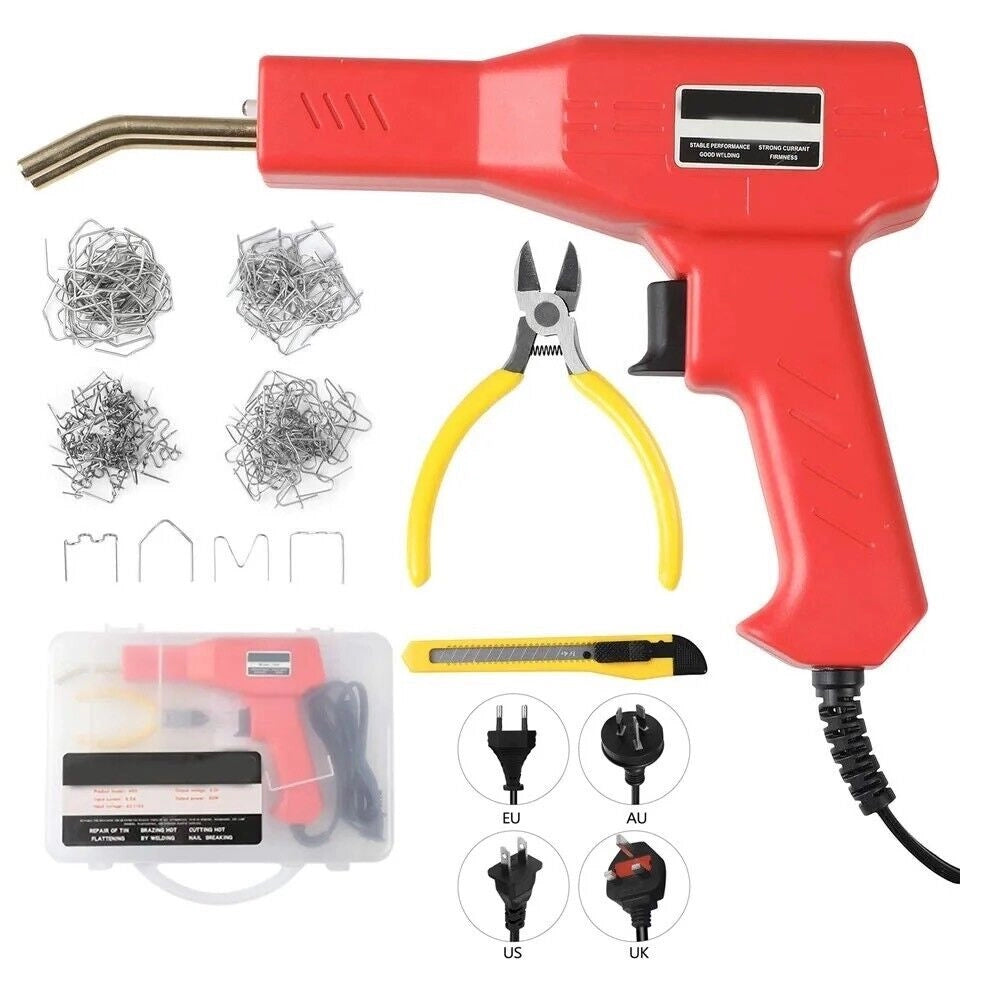 Saldatore ad Aria calda per Riparare Plastica auto paraurti 50W con 200 Graffette e pinza