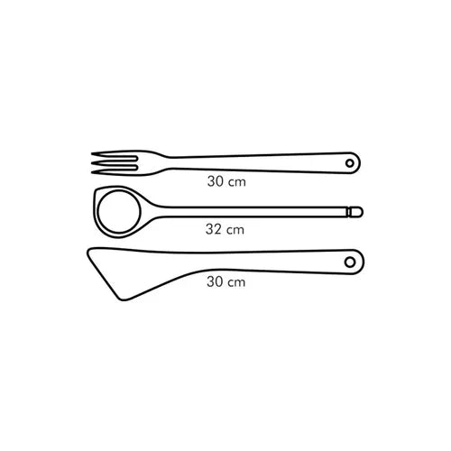 SET CUCCHIAIO - PALETTA - FORCHETTONE 'WOODY' 30 cm - 30 cm - 32cm -  3 pezzi - TESCOMA
