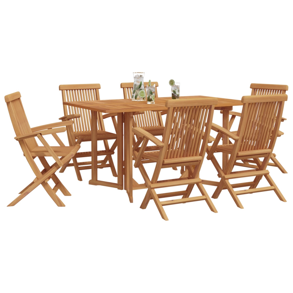Set da pranzo da giardino in 7 pezzi in legno massello di teak
