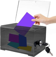 Scatola di donazione chiusura trasparente - pannello di voto - scatola di idee - scatola di lotteria - per concorsi - dimensioni 16 x 10 cm