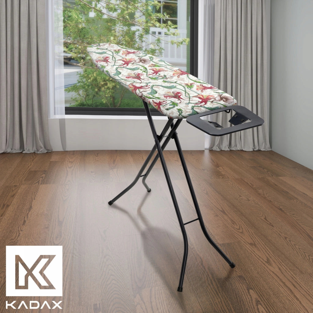 Fodera per asse da stiro KADAX con retro elasticizzato, 112x32 cm, motivo uccelli.