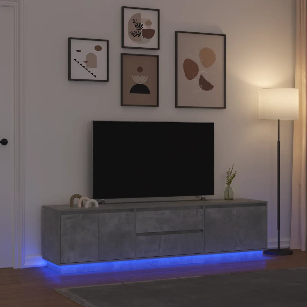 Mobile Porta TV con Luci LED Grigio Cemento 193,5x41x50 cm 3328438