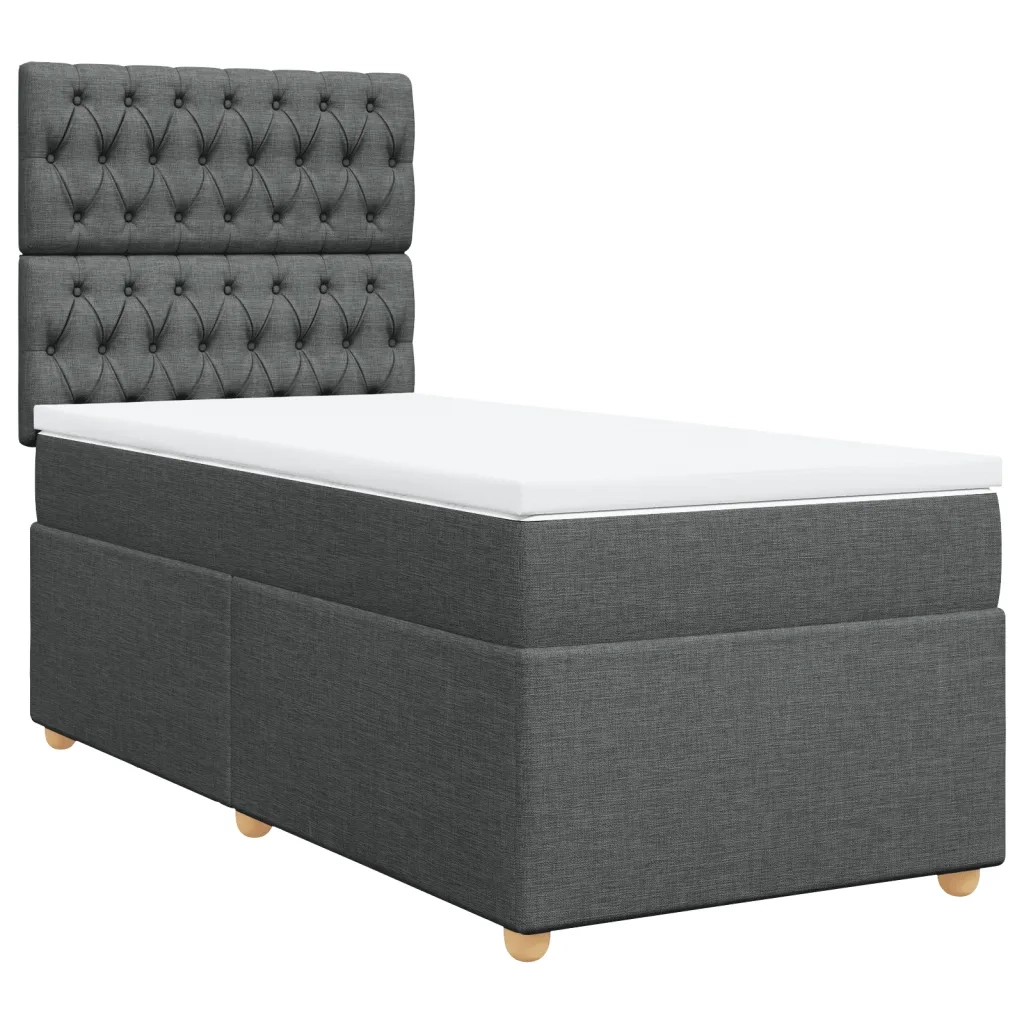 Giroletto a Molle con Materasso Grigio Scuro 90x200 cm Tessuto 3291171