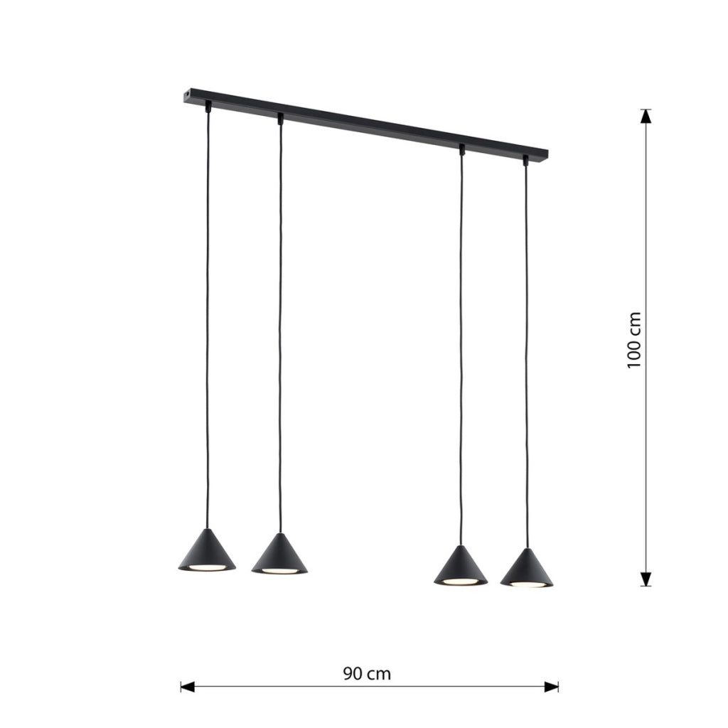 Lampada a sospensione ELIT 4 in acciaio nero opaco