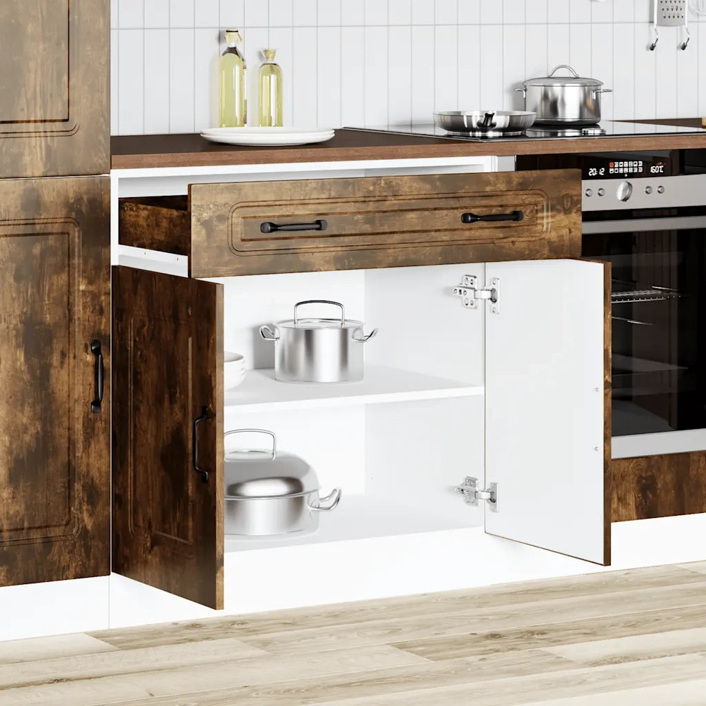 Base da Cucina Kalmar Rovere Fumo in Legno Multistrato 853502