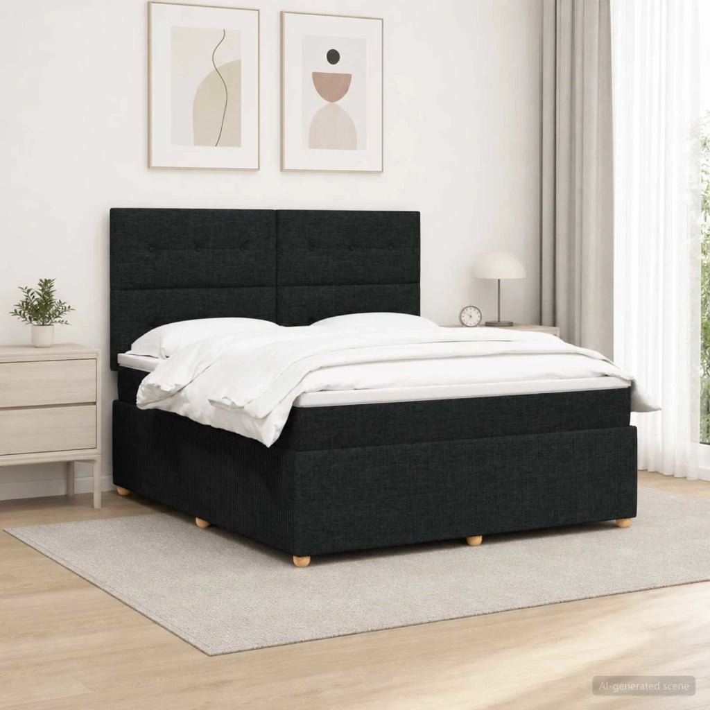 Letto Box Spring LED con Materasso Nero 180 x 200 cm Tessuto 3455918