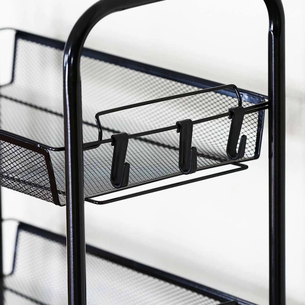 Carrello Carrellino Multiuso Mobile Spazi Stretti Portaoggetti 5 Ripiani Nero