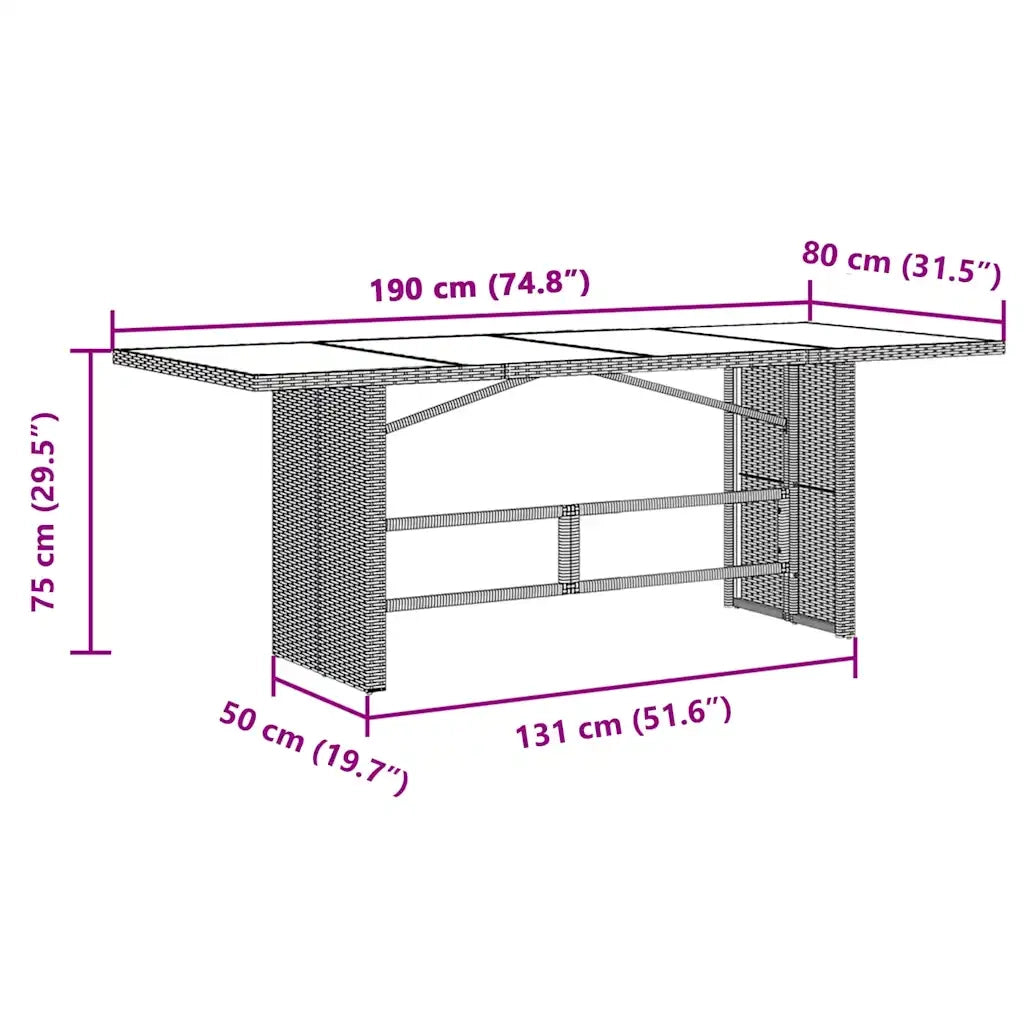 Set BistrÃ² da Giardino 7 pz con Cuscini in Polyrattan Grigio