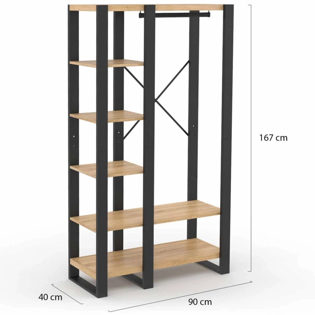 IDMarket - Armadio e scaffalatura ONYX in legno e nero