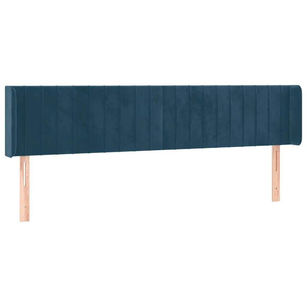 Testiera ad Orecchio-Testata con Orecchie Blu Scuro 203x16x78/88 cm in Velluto 118649