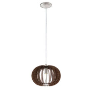 Lampadario Industrial Stellato 1 1 Luce E27 Acciaio Legno Marrone D30