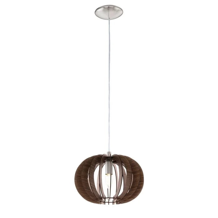 Lampadario Industrial Stellato 1 1 Luce E27 Acciaio Legno Marrone D30