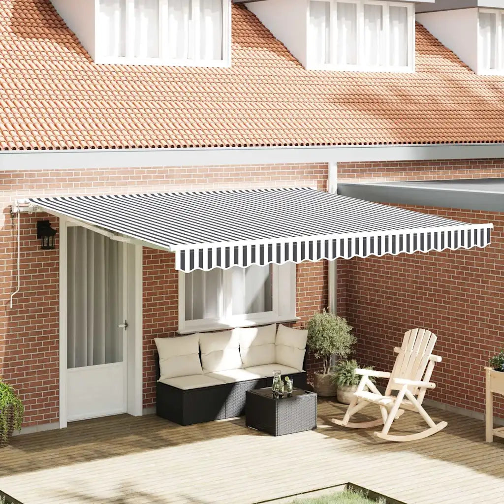 Tenda Sole Retrattile Automatica 400x300 cm Antracite e Bianco 3216037