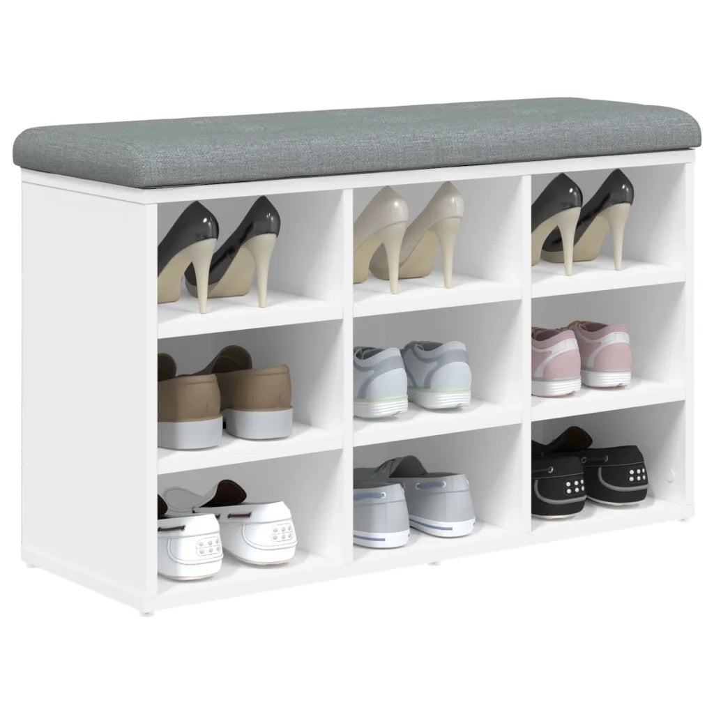 Panca Scarpiera | Mobile per scarpe Bianca 82x32x50 cm in Legno Massello di Argilla