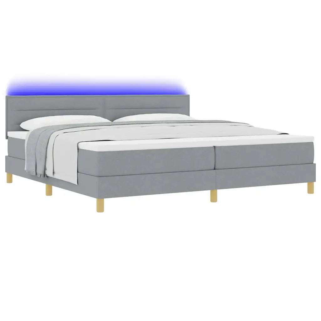 Letto a Sorgente LED Grigio chiaro 200 x 200 cm Tessuto 3342387