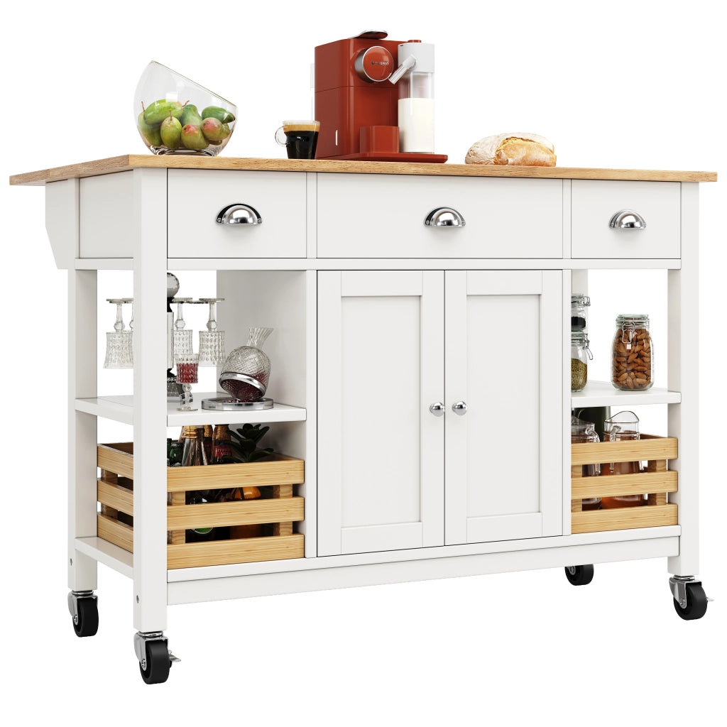 Tavolo da Cucina Multifunzione con Carrello ¨C MINIMAL ¨C Bianco, Legno, 120x45x90