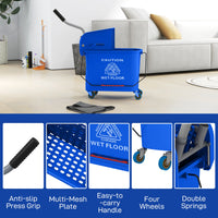 Carrello Pulizie con Secchio da 20 L e Strizzatore 60x27x70.5 cm Blu