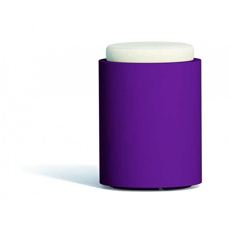 Pouf moderno arredo design Ø40 H54 in polimero viola con cuscino per interno ed esterno - Made in Italy - Monacis