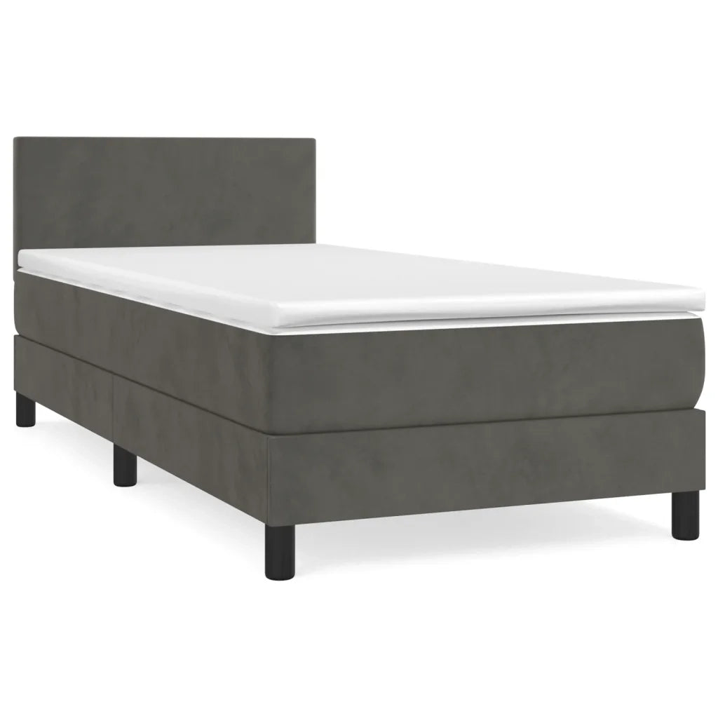 Giroletto a Molle con Materasso-Struttura Letto Grigio Scuro 90x190 cm Velluto 665527