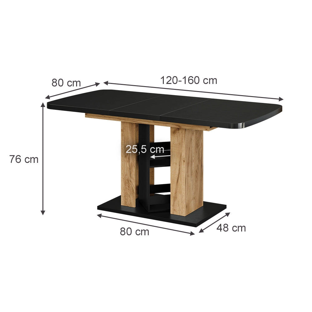 Vicco tavolo da pranzo allungabile Rovere nero/oro 120 x 80 cm