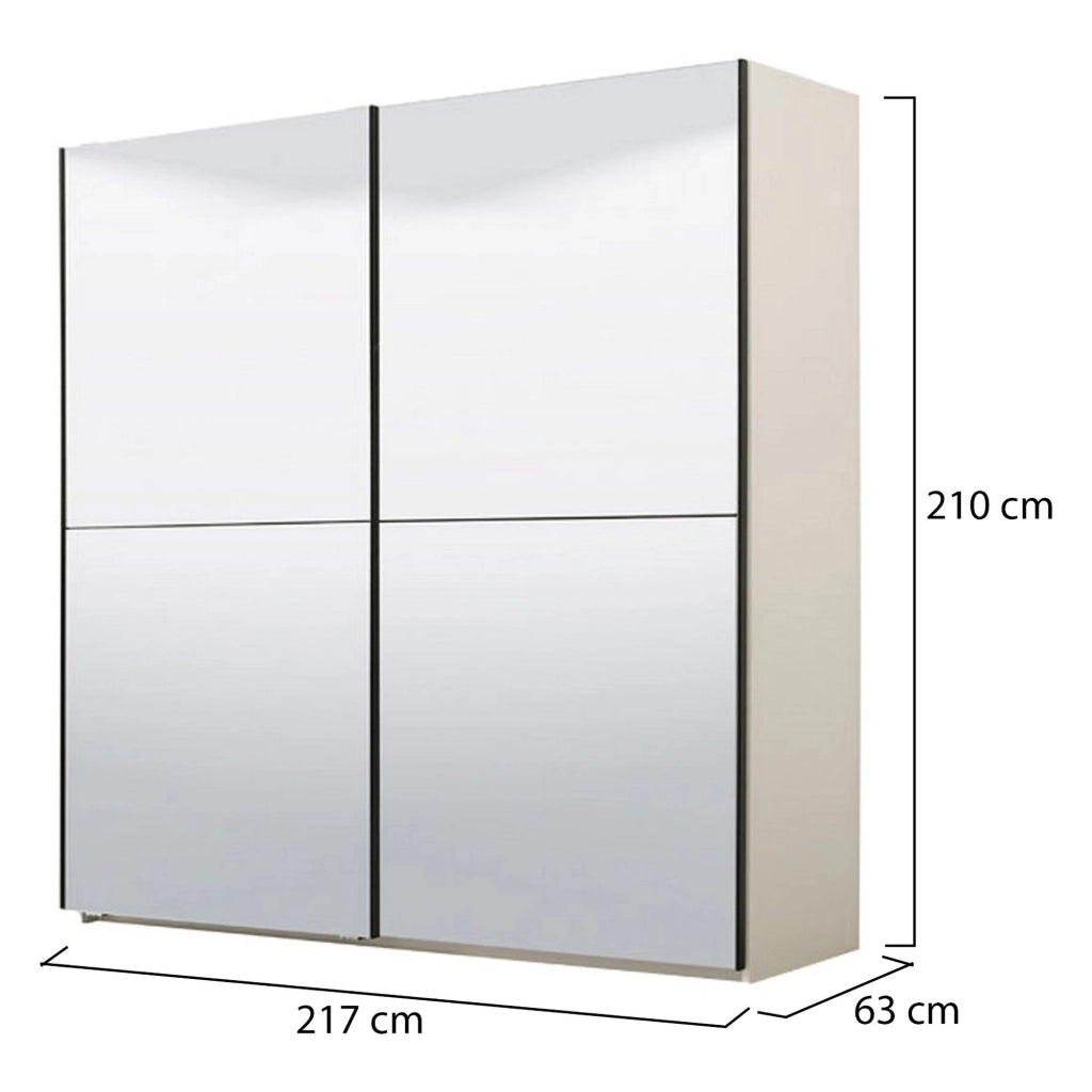 Armadio Camera da Letto Ponso, Guardaroba Grande Appendiabiti, 217x210h cm Bianco