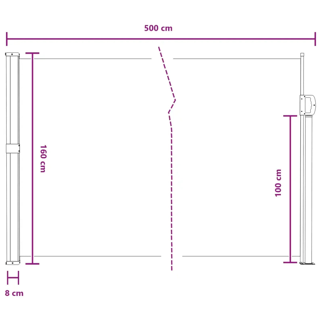 Tenda laterale retrattile Sabbia 500 x 160 cm Poliestere