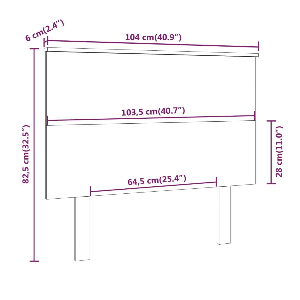 Testiera per Letto Grigia 104x6x82,5 cm Legno Massello di Pino 819157