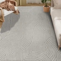 Tappeto in Stile Moderno, con Base Antiscivolo, Tessuto a Macchina, 230x160 cm, Grigio