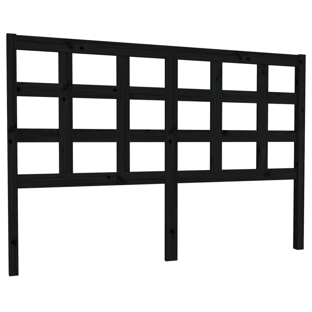 Testiera per Letto Nera 145,5x4x100cm in Legno Massello di Pino 817894