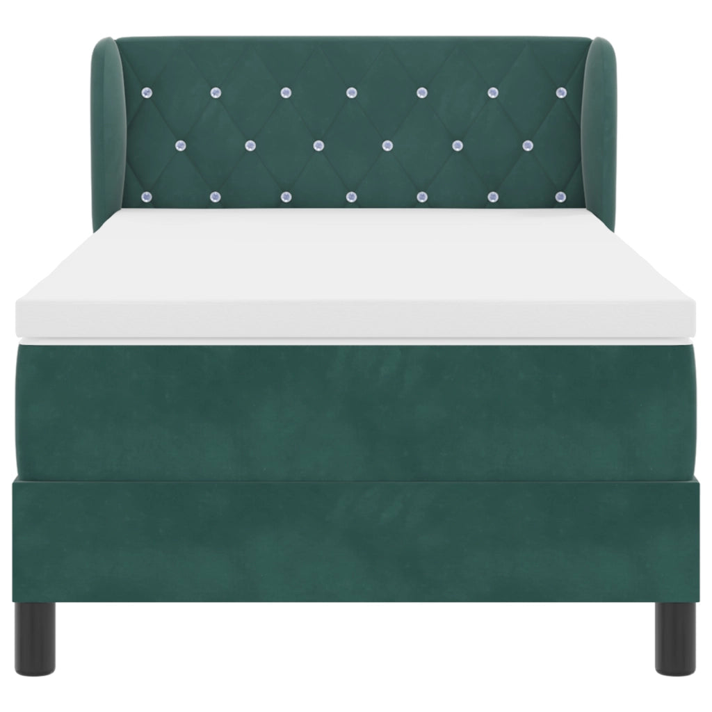 Letto a Rete  con Materasso Verde Scuro 90x190 cm in Velluto
