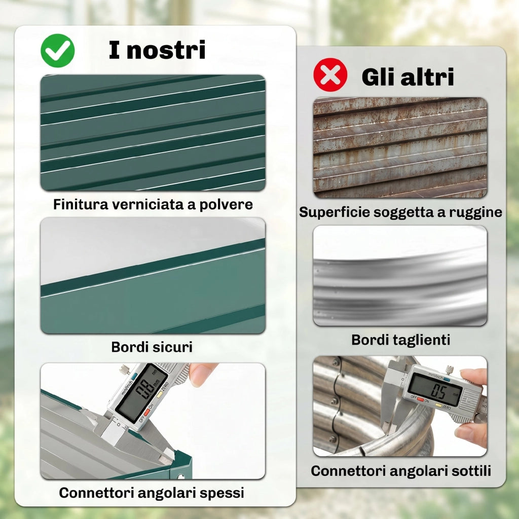 Letto Rialzato per Orto con Rivestimento ¨C Zephmum ¨C Verde, Acciaio Zincato, 120x120x30 cm