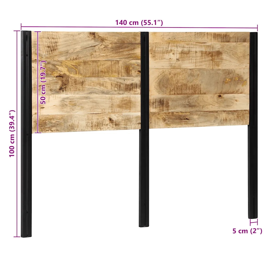 Testiera | Testata 140 cm in Legno Massello di Mango e Ferro