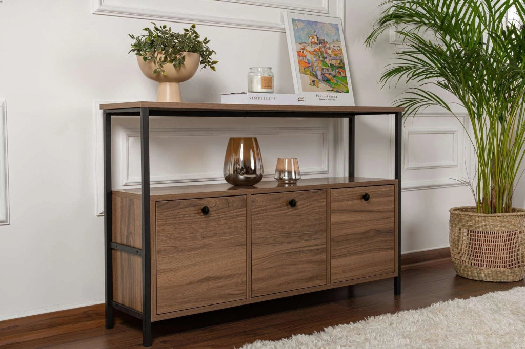 Credenza in legno "Solace" - 120 x 30 x 77 cm - Marrone