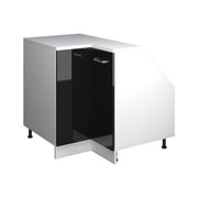 Mobile cucina angolare per sottotetto R-Line Nero lucido/Bianco 75.6 cm con 1 porta, carcassa dell’armadio profondità 60 cm Vicco