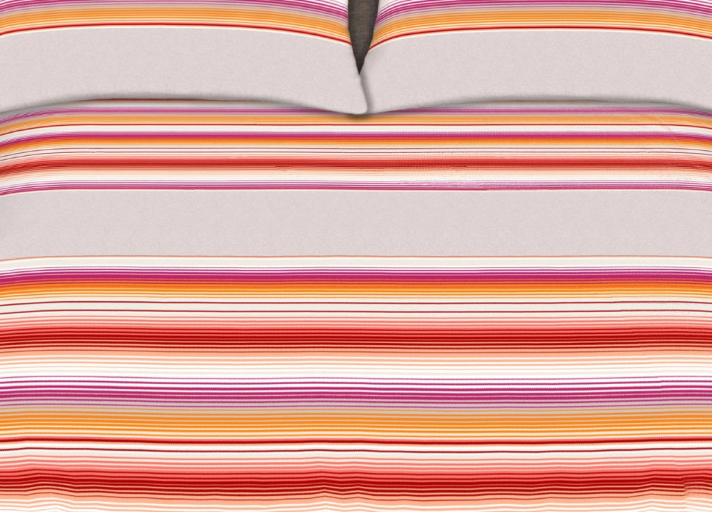 Completo Lenzuola Stiro Facile 100% Cotone Made Italy Effetto Seta Striped - Matrimoniale - Grigio