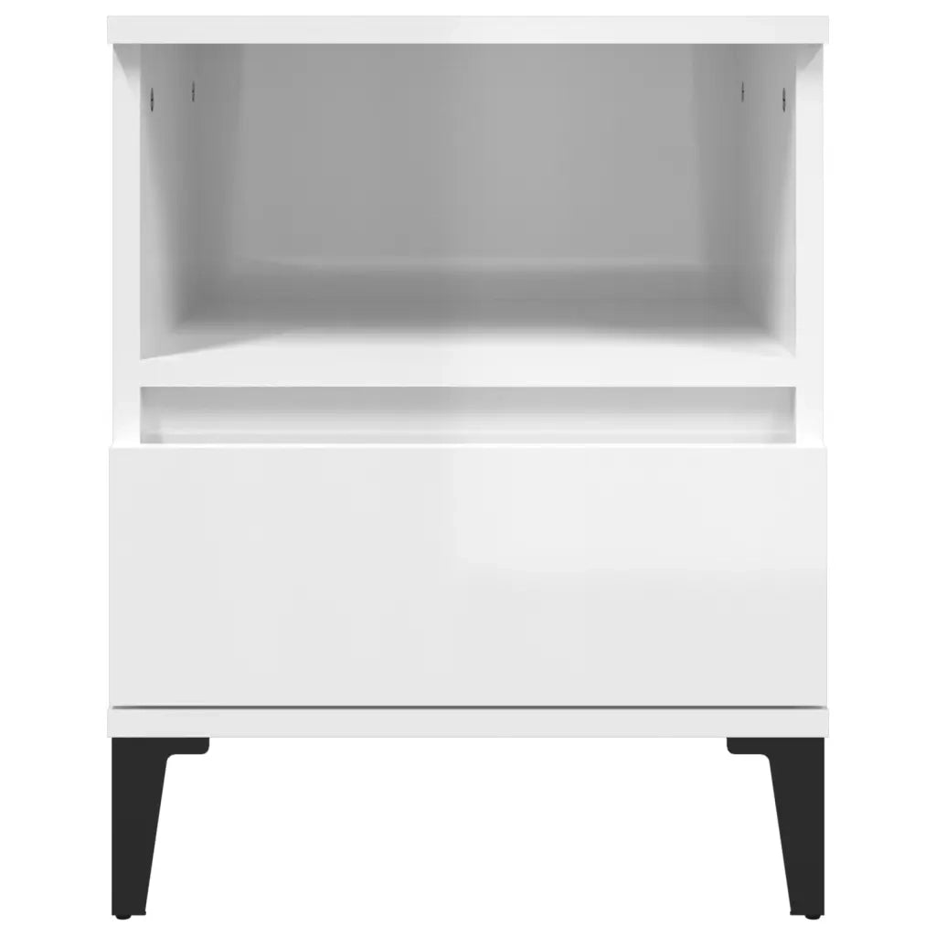 Set di 2 Comodini | Armadio da Notte | Mobiletto da notte in Bianco Lucido 40x35x50 cm