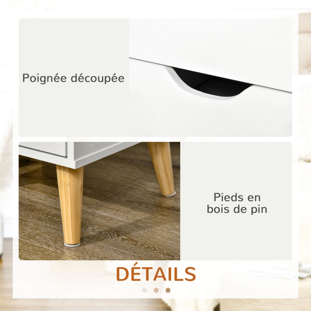 Comodino ¨C zephmum ¨C 2 cassetti, bianco, 40x35x50.5 cm