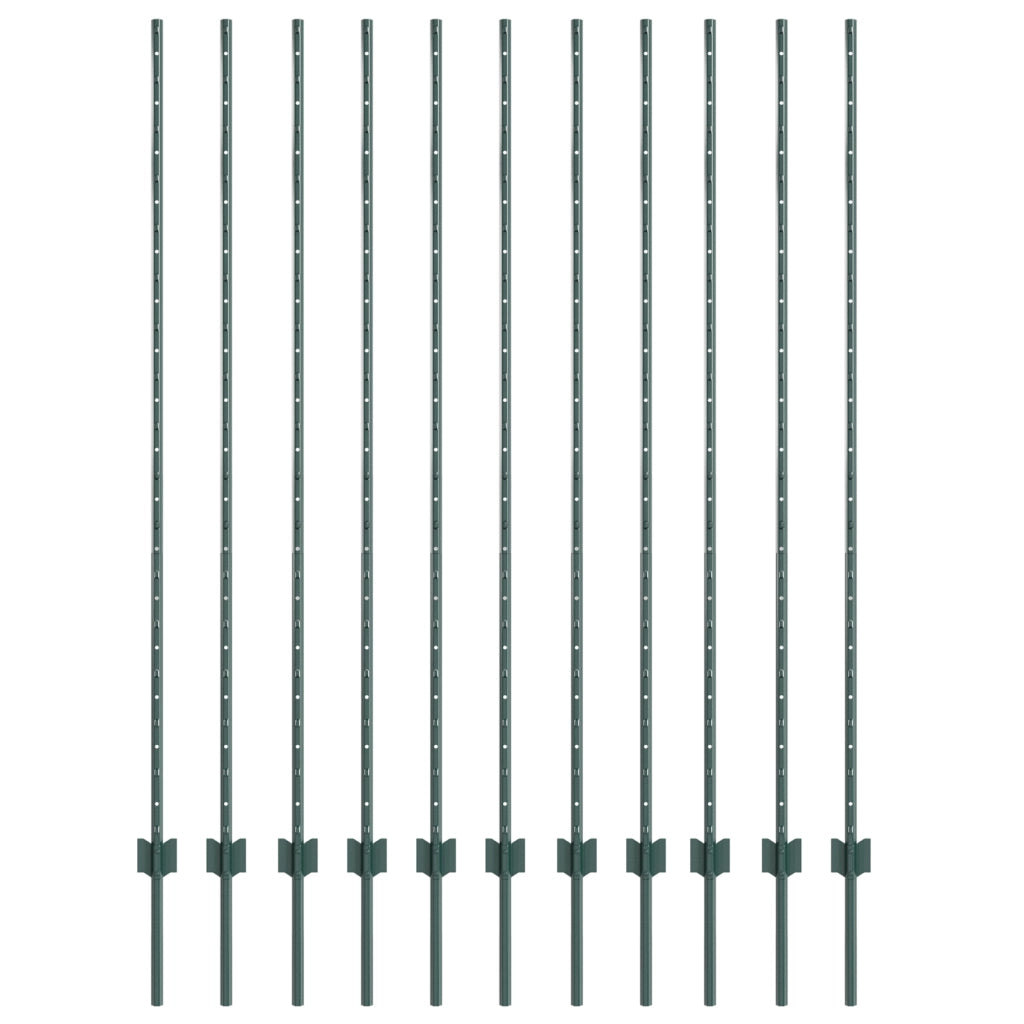Pali per Recinzione 11 pcs Canale a U Verde 160 cm Acciaio