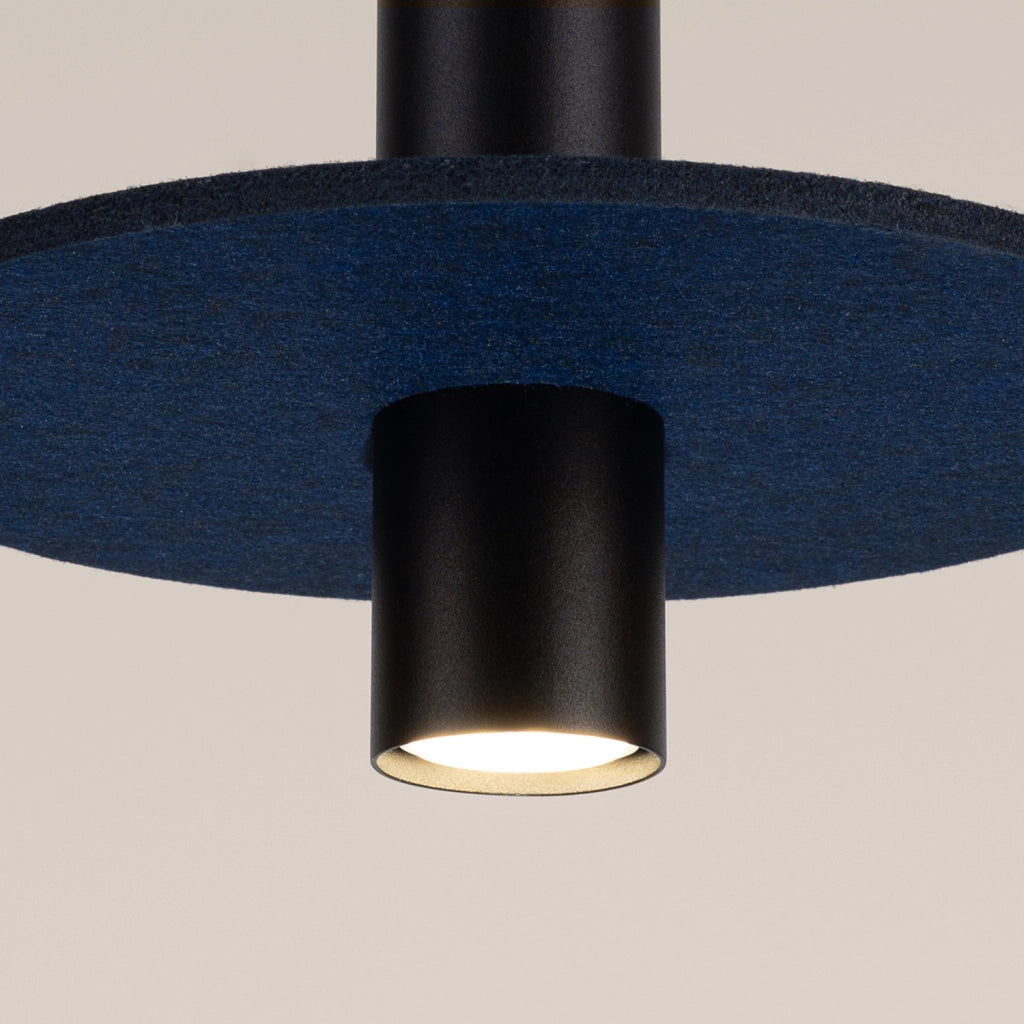 Sospensione moderna nera, disco feltro blu regolabile GU10 SCUTUM
