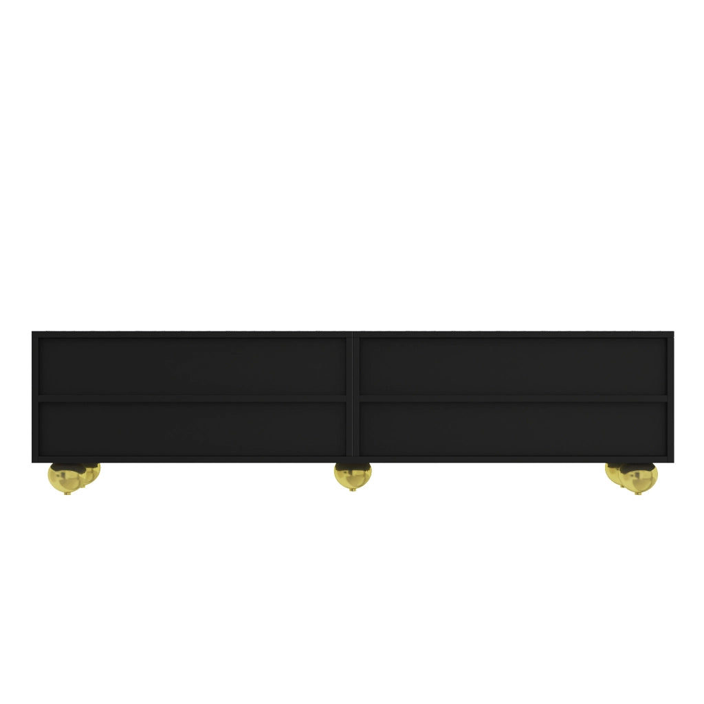 Mobile porta TV con 4 ante push-to-open ripiani interni e cerniere ammortizzate nero e oro 170 × 38 × 44 cm