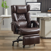 Sedia da Ufficio Ergonomica con Massaggio e Riscaldamento ¨C Xylo ¨C Ecopelle, Poggiapiedi, Marrone