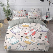 Set di coperte per letto per bambini singolo - Beige/grigio - Stampato con disegni di cartoni animati - Microfibra - Facile da pulire