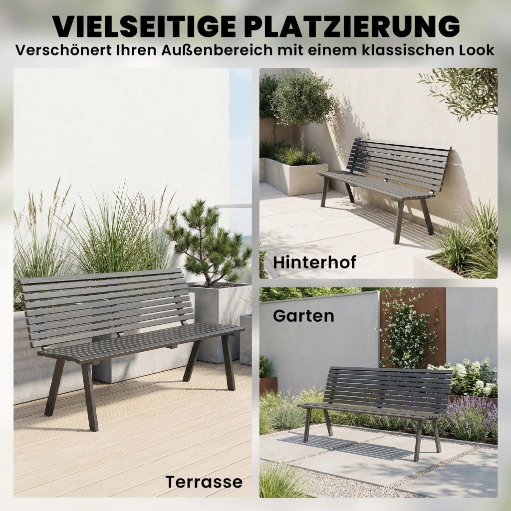 Panchina da giardino 3 posti ¨C zephmum ¨C metallo, 154x68x88 cm